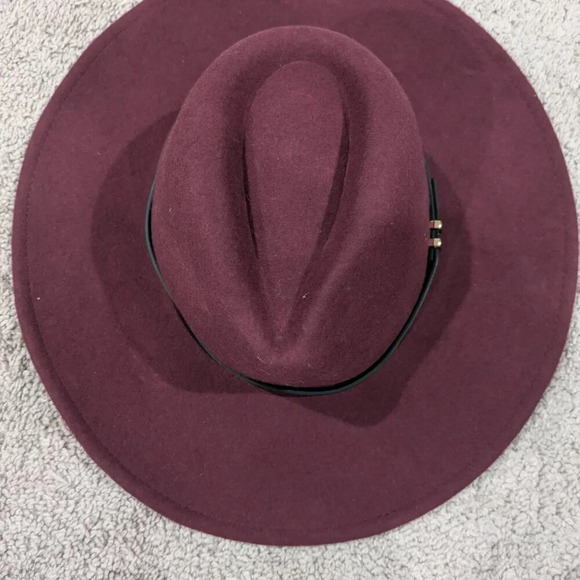 House of Harlow 100% Wool Hat Maroon and Black - Picture 3 of 11